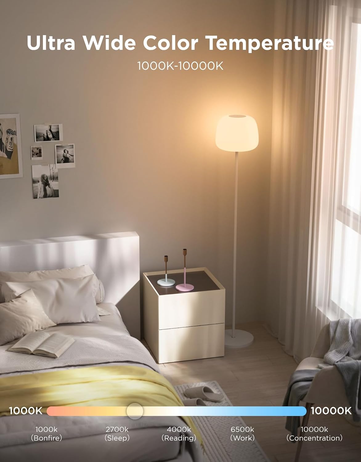 Govee Lantern Floor Lamp, Halo Gradient RGBIC Smart Corner Lamp for Bedroom - Image 5