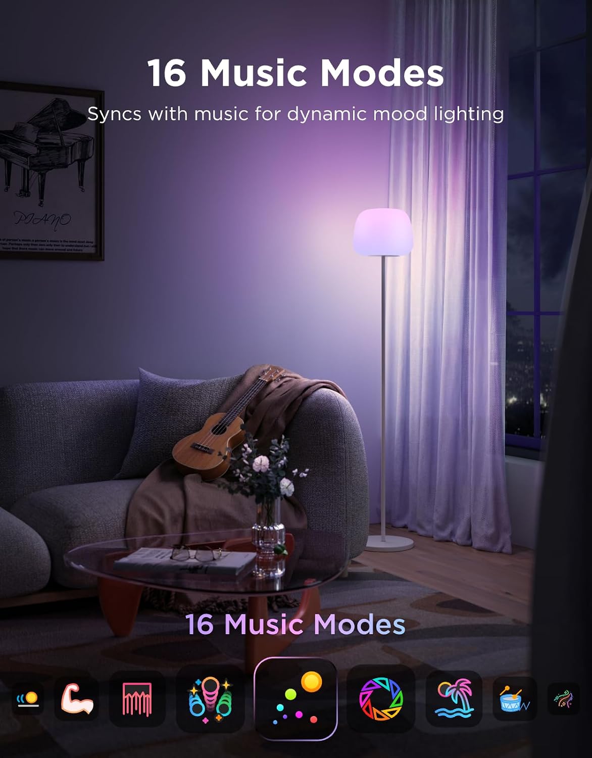 Govee Lantern Floor Lamp, Halo Gradient RGBIC Smart Corner Lamp for Bedroom - Image 8